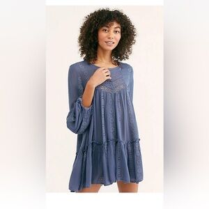 Free people Blue Lace Tunic Dress medium